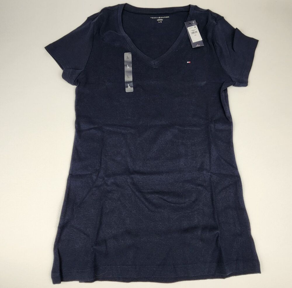 Tommy Hilfiger Women’s V-Neck Favorite T-Shirt New Navy Size Large